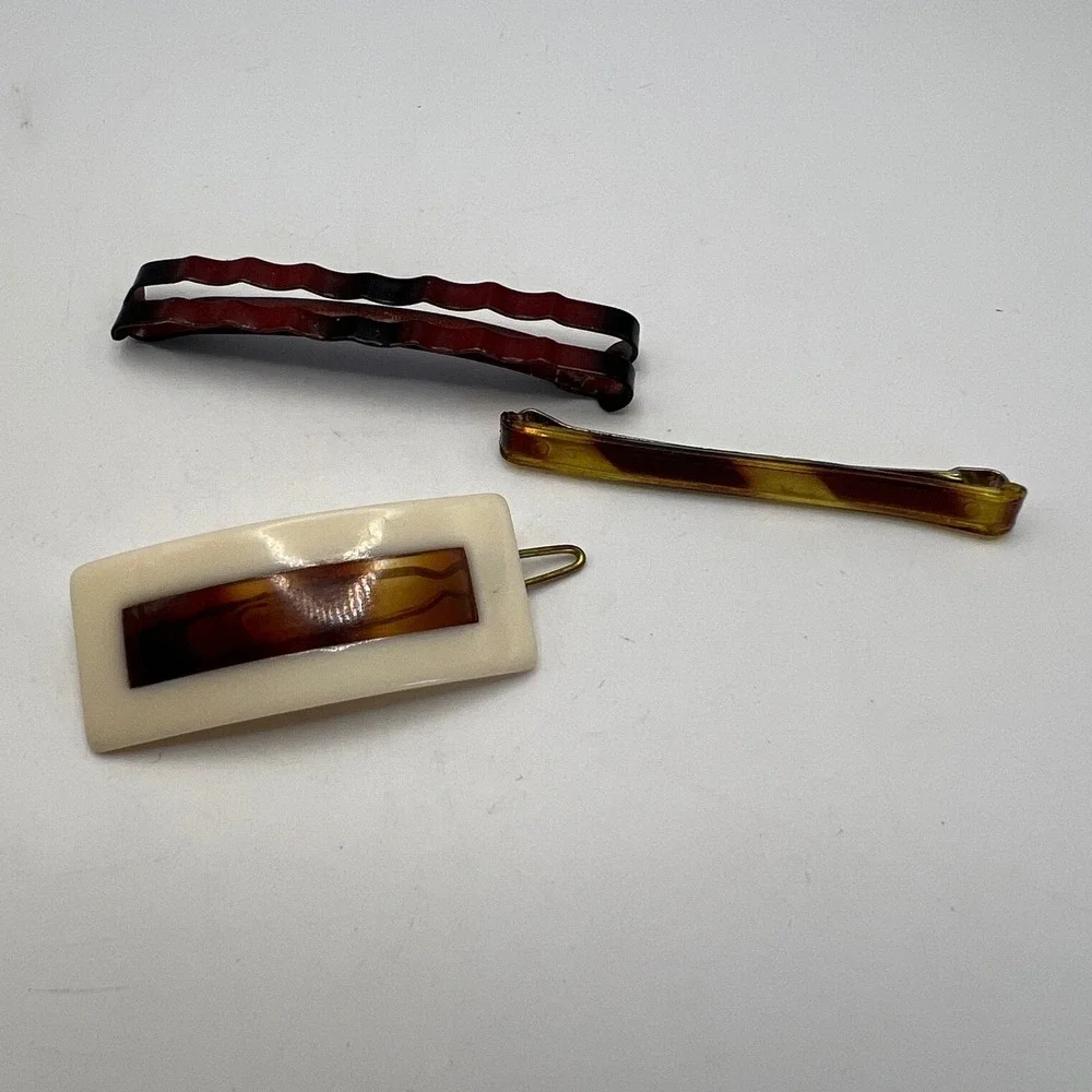 Vintage Barrette Lot of 3 Goody Unbranded 1980s plastic metal retro coquette